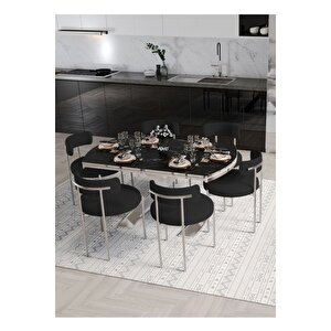 Milena 80x130 Açılır Yemek Masası Mutfak Masası 6 Kişilik Masa Sandalye Takımı