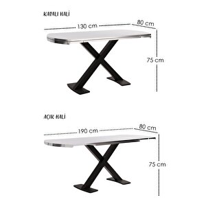 Milena 80x130 Açılır Yemek Masası Mutfak Masası 6 Kişilik Masa Sandalye Takımı