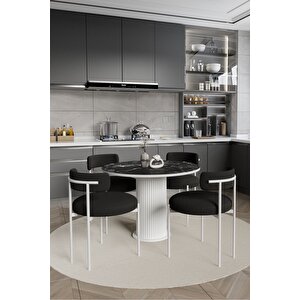 Ares Ptt Lake Mdf Ayak 4'lü Teddy Sandalye 90x90  Masa Sandalye Takımı ( Sandalye  Bukle Kumaş)