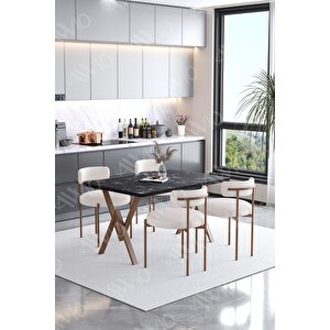 Soffice Teddy Sandalye 80x120 Yemek Masası Mutfak Masası 4 Kişilik Masa Sandalye Takımı(bukle Kumaş)