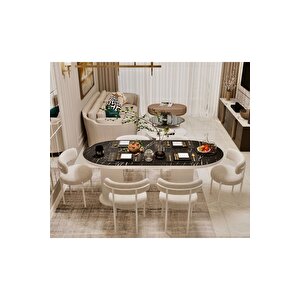Veyron Teddy Sandalye 80x140 Yemek Masası Mutfak Masası 6 Sandalyeli Masa Sandalye Takım