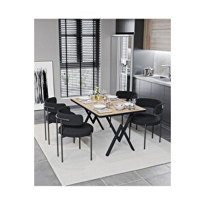 Alvin Teddy Sandalye 80x120 Yemek Masası Mutfak Masası 4 Kişilik Masa Sandalye Takımı(bukle Kumaş)