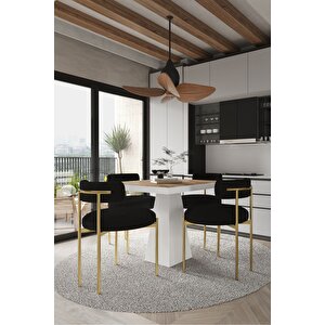 Arona  Beyaz Lake Mdf Ayak  90x90 Yemek Masası Mutfak Masası 4 Kişilik Masa Takımı Teddy Sandalye