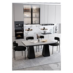 Venera Lake Mdf  Ayak Teddy Sandalye 80x120 Yemek Masası Mutfak Masası 4 Kişilik Masa Sandalye Takım