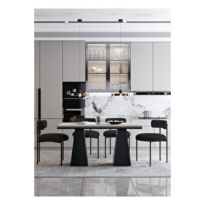 Venera Lake Mdf  Ayak Teddy Sandalye 80x120 Yemek Masası Mutfak Masası 4 Kişilik Masa Sandalye Takım