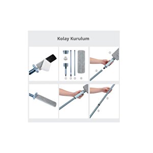 Kendinden Sıkmalı Mikrofiber Mop Kendini Temizleyen Mop Yedek Bez Hediyeli