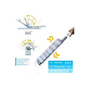 Kendinden Sıkmalı Mikrofiber Mop Kendini Temizleyen Mop Yedek Bez Hediyeli