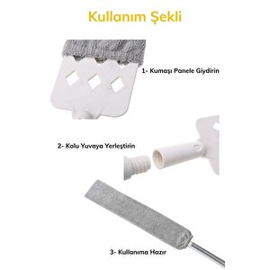 Sihirli Mikrofiber Başlıklı Girintili Yüzey Dip Köşe Raf Temizleme Mopu Toz Alma Fırçası