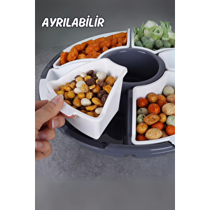 7 Bölmeli Kapaklı Piknik Seti Kahvaltılık Çerezlik Saklama Kabı- Gri