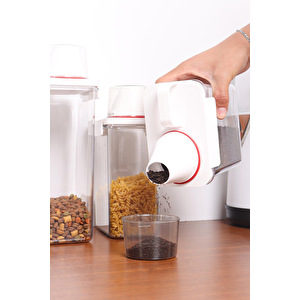 2 Li Sızdırmaz Depolama Erzak Bakliyat Saklama Kabı- Ölçekli Kapak 1800 Ml 2300 Ml Etiket Hediyeli
