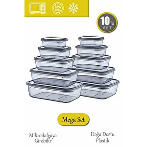 10'lu Sızdırmaz Saklama Kabı (350 Ml 670 Ml 1,2 Lt 2 Lt 3,2 Lt)-derin Dondurucu Ve Mikrodalga