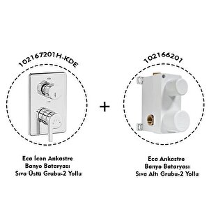Eca Icon Ankastre Banyo Bataryası 2 Parça Set / 2 Yollu (102167201h-kde+102166201)