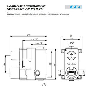 Eca Icon Ankastre Banyo Bataryası 2 Parça Set / 2 Yollu (102167201h-kde+102166201)