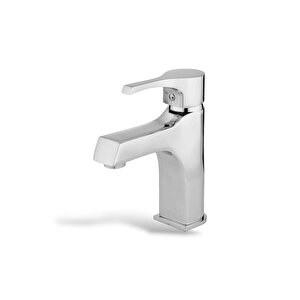 Krom Lotus Sabit Lavabo Bataryası Aç - Kapa Lavabo Musluğu  Çift Su Girişli 5 Yıl Garantili