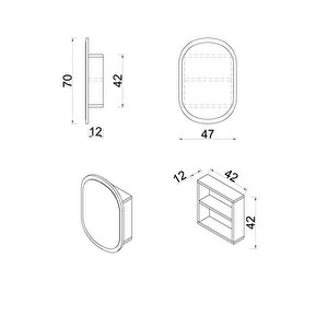 Side (si̇yah) 40x70cm /banyo Dolabı Aynalı / Lavabo Üstü Dolap / Banyo Düzenleyici / Aynalı Dolap