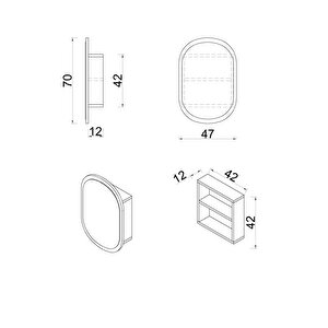 Side (beyaz) 40x70cm /banyo Dolabı Aynalı / Lavabo Üstü Dolap / Banyo Düzenleyici / Aynalı Dolap