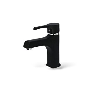 Siyah Krom Detaylı Lotus Sabit Lavabo Bataryası Aç - Kapa Lavabo Musluğu Çift Su Girişli 5 Yıl Garantili