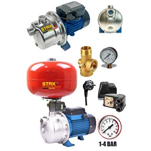 Sus304 Paslanmaz Gövdeli İnox Jet Motorlu Otomatik Paket Hidrofor Tanklı Jet 1hp Full Hidrofor Seti