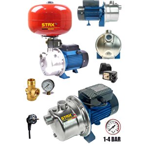 Sus304 Paslanmaz Gövdeli İnox Jet Motorlu Otomatik Paket Hidrofor Tanklı Jet 1hp Full Hidrofor Seti