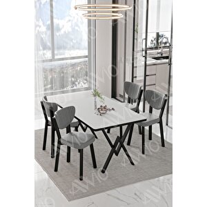 Pedra Elma Sandalye 80x120 Yemek Masası Mutfak Masası 4 Kişilik Masa Sandalye Takımı