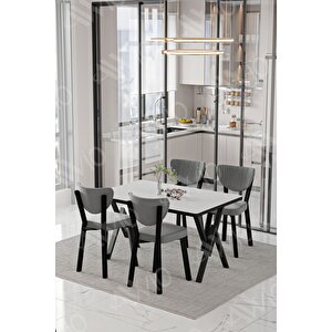 Pedra Elma Sandalye 80x120 Yemek Masası Mutfak Masası 4 Kişilik Masa Sandalye Takımı