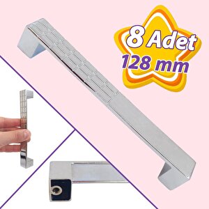 8 Adet Bihter Desenli Kulp 128 Mm Krom Mutfak Kulpu Çekmece Dolap Kapak Kulbu Metal  Mobilya Dolabı Kulpları