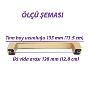 Bihter Düz Kulp 128 Mm Altın Mutfak Kulpu Çekmece Dolap Kapak Kulbu Metal  Mobilya Dolabı Kulpları