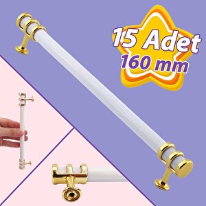 15 Adet Sarmaşık Kulp Beyaz Altın Gold 160 Mm Kulp Mobilya Mutfak Dolabı Çekmece Dolap Kapak Kulpu Kulbu Metal Kulpları