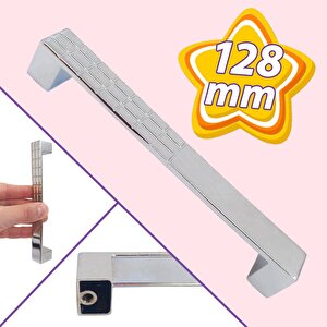 Bihter Desenli Kulp 128 Mm Krom Mutfak Kulpu Çekmece Dolap Kapak Kulbu Metal  Mobilya Dolabı Kulpları