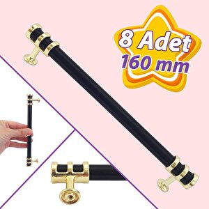 8 Adet Sarmaşık Kulp Siyah Altın Gold 160 Mm Kulp Mobilya Mutfak Dolabı Çekmece Dolap Kapak Kulpu Kulbu Metal Kulpları
