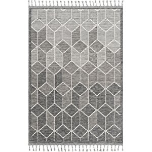 Elit 03 Gri Bukle Salon Halısı Modern Mutfak Halısı Geometrik Halı Koridor Halısı (yeni) 160x230 cm