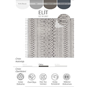 Elit 14 Gri Salon Halısı Bukle İskandinav Halı Yolluk Etnik Mutfak Koridor Halısı (yeni) 200x290 cm
