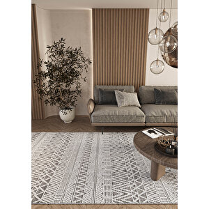 Elit 14 Gri Salon Halısı Bukle İskandinav Halı Yolluk Etnik Mutfak Koridor Halısı (yeni) 160x230 cm
