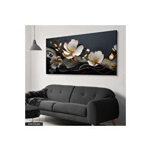 Çiçekler Gold Detay Tek Parça Kanvas  Canvas Tablo 65x100 cm