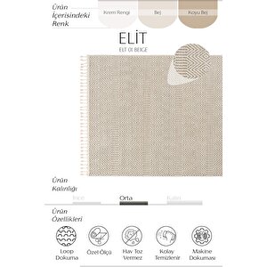 Elit 01 Bej Salon Halısı Bukle İskandinav Halı Yolluk Etnik Mutfak Dekoratif Koridor Halı 100x450 cm