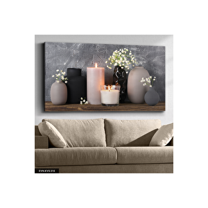 Mum Vazo Çiçekler Tek Parça Kanvas  Canvas Tablo