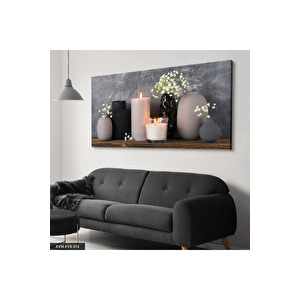 Mum Vazo Çiçekler Tek Parça Kanvas  Canvas Tablo