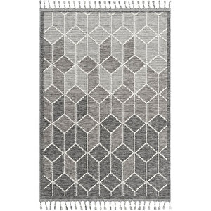 Elit 03 Gri Salon Halısı Bukle İskandinav Halı Yolluk Etnik Mutfak Halısı Koridor Halısı 120x180 cm