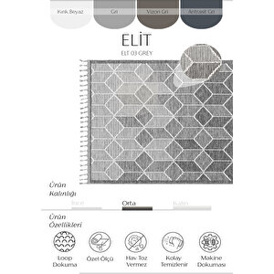 Elit 03 Gri Salon Halısı Bukle İskandinav Halı Yolluk Etnik Mutfak Halısı Koridor Halısı 120x180 cm