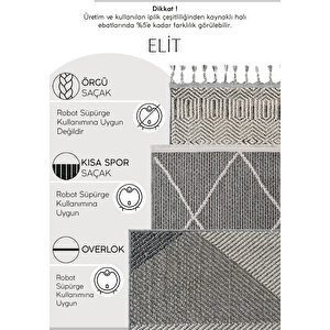 Cool Halı Elit 03 Gri Salon Halısı Bukle İskandinav Halı Yolluk Etnik Mutfak Halısı Koridor Halısı