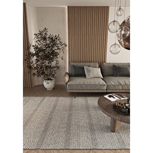 Elit 01 Gri Salon Halısı Bukle İskandinav Halı Yolluk Etnik Mutfak Koridor Halısı 120x180 cm