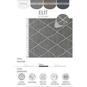 Cool Halı Elit 02 Gri Bukle Salon Halısı Modern Mutfak Halısı Geometrik Halı Koridor Halısı (yeni)