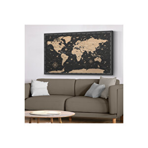 Vintage Dünya Haritası Kanvas Canvas Tablo 65x100 cm