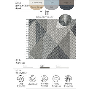 Elit 08 Gri Salon Halısı Bukle İskandinav Halı Yolluk Etnik Mutfak Halısı Koridor Halısı 80x150 cm