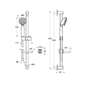 Vitra Compact A45695 Ekm 3f Sürgülü El Duş Takımı, Krom