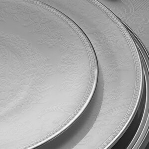 Paisley Platin 2mm 60 Parça 12 Kişilik Porselen Yemek Takımı