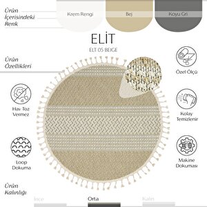 Eko Halı Soho Sh 05 Bej Hav Vermez Bukle Örgü Yuvarlak Halı 100x100 cm