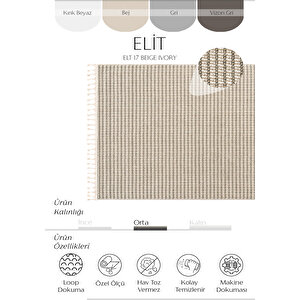 Elit 17 Bej Salon Halısı Bukle İskandinav Halı Yolluk Etnik Mutfak Halısı Koridor Halısı 160x230 cm
