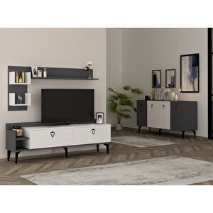 Mi̇a Tv Üni̇tesi̇ Ve Konsol 2'li̇ Salon Takim Antrasit-beyaz Antrasit Beyaz