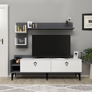 Mi̇a Tv Üni̇tesi̇ Ve Konsol 2'li̇ Salon Takim Antrasit-beyaz
